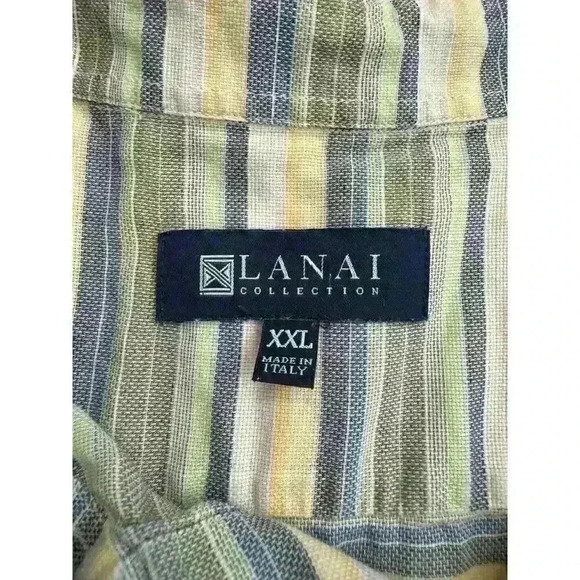Lanai Men’s Short Sleeve Shirt Size XXL Made In Italy 100% Cotton Excellent Cond - Picture 8 of 8
